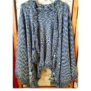 Multicolor Anthropologie MOTH Cardigan Cape, Cozy Open Front Shawl Poncho